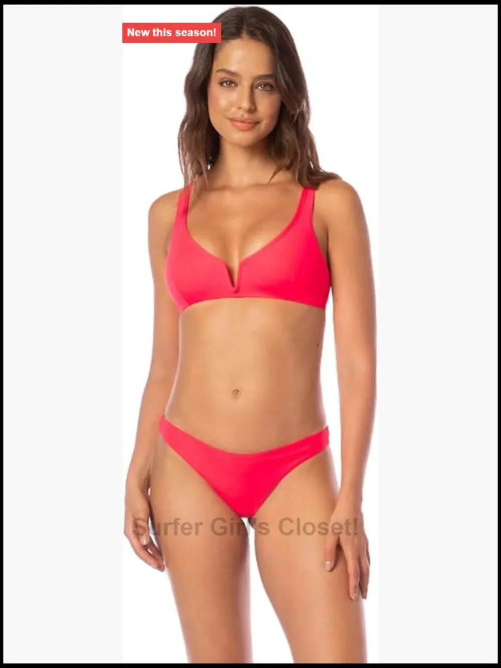 Red Maaji Victoria Top V Wire Bralette Bikini Top Moderate Coverage